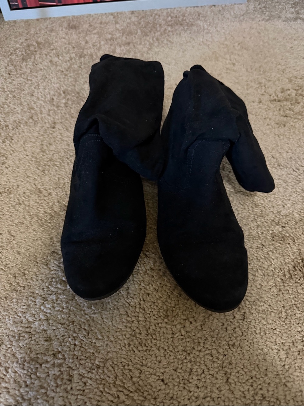 Women's Black Suede Heeled Ankle Boots